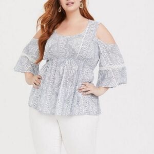 TORRID Gauze Cold Shoulder Top